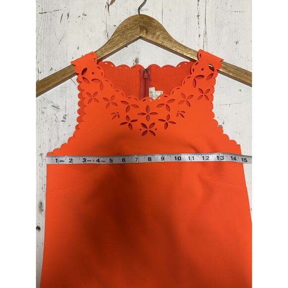 J. Crew Shift Dress 00 Orange Neon Scalloped Laser Cut - Picture 9 of 13